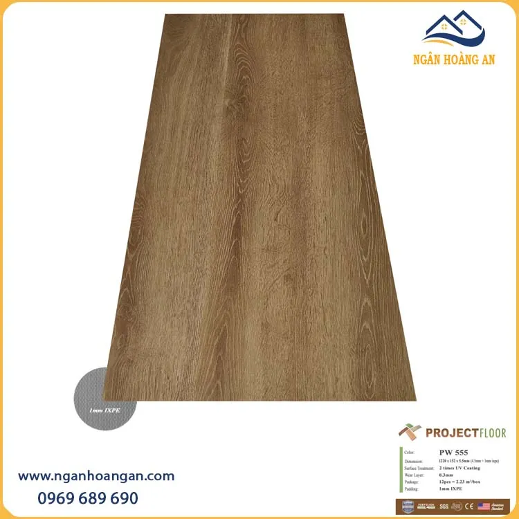 Sàn Nhựa Hèm Khóa Giả Gỗ Project Floor PW555 5.5mm